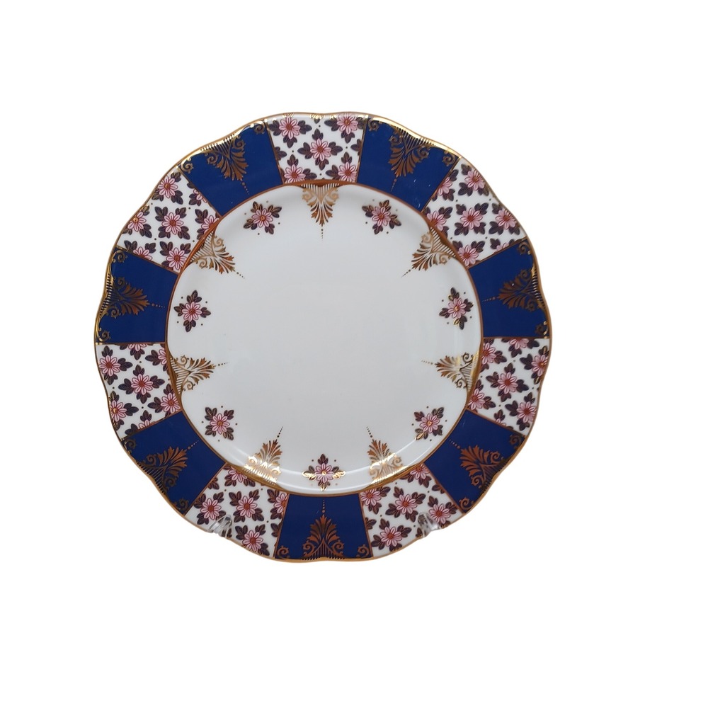 Royal Albert Regency Blue Salad Plate 8 Inch Fine Bone China Gold Gilt Floral